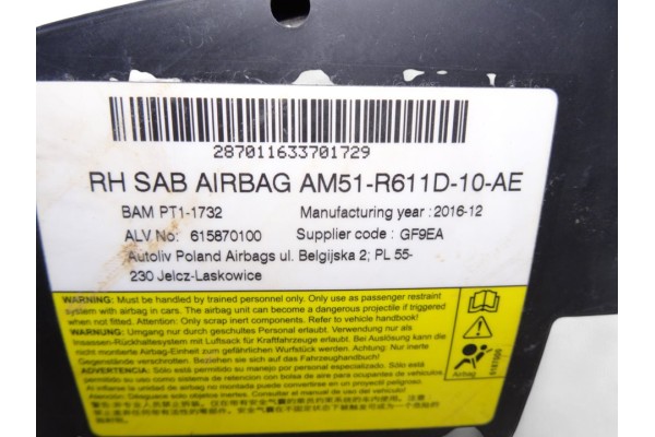 Airbag lateral derecho, Ford Focus Sportbreak (Cew) Business 2017, AM51R611D10AE