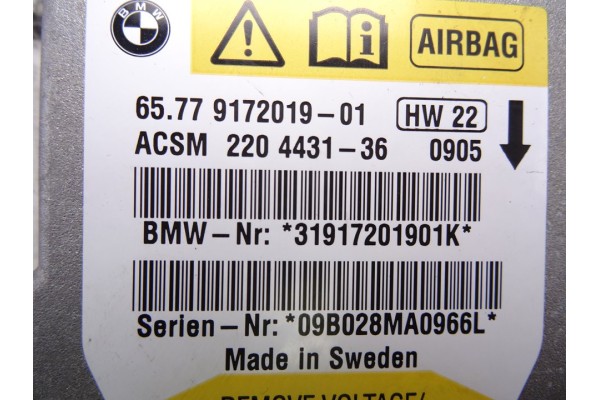 Centralita airbag, Bmw Serie 5 Berlina (E60) 530d 2009, 9172019