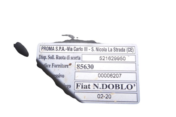 Soporte rueda repuesto, Fiat Ii Doblò (263) Cargo Base Combi 2020, 521629950