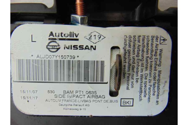 Airbag lateral izquierdo, Nissan Navara Pickup (D40M) Doble Cab SE 4X4 2007, ALJD07Y150739