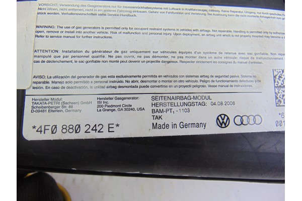 Airbag lateral delantero derecho, Audi A6 Berlina (4F2) 2.7 Tdi 2007, 4F0880242E