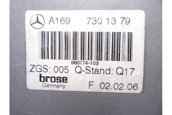 Elevalunas trasero izquierdo, Mercedes-benz Clase a (Bm 169) A 180 Cdi (169.007) 2006, A1697301379