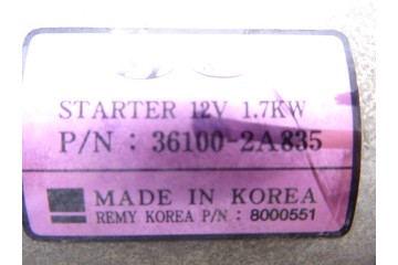 Motor arranque, Hyundai IX35 (El/lm) Style 2WD 2015, 361002A835