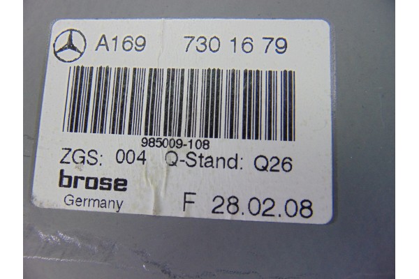 Elevalunas trasero derecho, Mercedes-benz Clase B (Bm 245) 200 (245.233) 2008, A1697301679