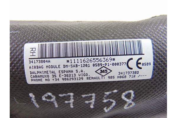 Airbag lateral derecho, Dacia Duster I Black Shadow 4x4 2016, 34173804A