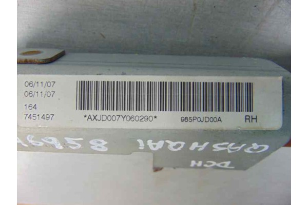 Airbag cortina delantero derecho, Nissan Qashqai (J10) Acenta 2007, 985P0JD00A