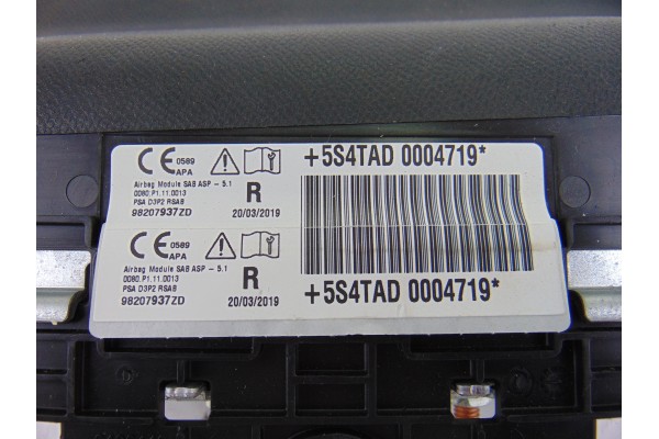 Airbag lateral trasero derecho, 98207937