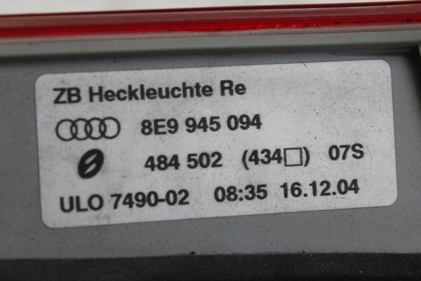 Piloto trasero derecho interior, Audi A4 Avant (8E) 1.8 T Quattro 2005, 8E9945094
