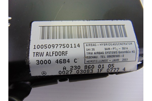 Airbag lateral delantero izquierdo, Mercedes-benz Sl (Bm 230) Roadster 500 (230.475) 2003, A2308600105