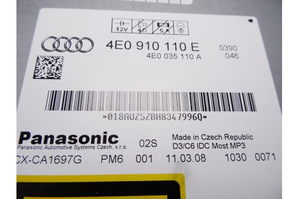 Sistema audio / radio cd, Audi A6 Allroad Quattro (4FH) 2.7 TDI Quattro 2008, 4E0910110E