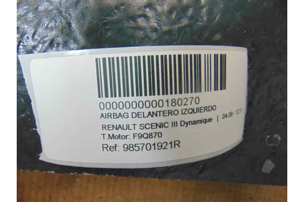 Airbag delantero izquierdo, Renault Scenic Iii (Jz) Dynamique 2011, 985701921R usado 4