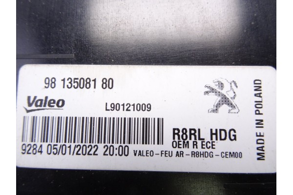 Piloto trasero derecho interior, Peugeot 508 Allure Pack 2022, 9813508180 usado 4