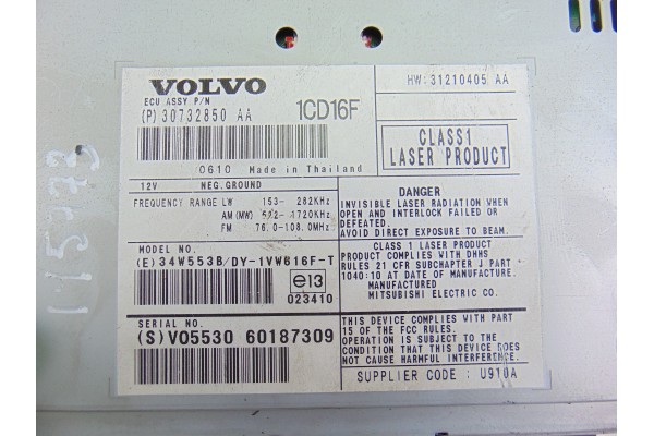 Sistema audio / radio cd, Volvo S40 Berlina 1.6 D Kinetic 2006, 30732850AA