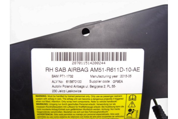 Airbag lateral derecho, Ford Focus Sportbreak (Cew) Trend 2021, AM51R611D10AE