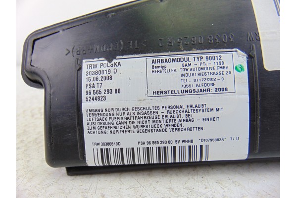 Airbag lateral derecho, Peugeot 308 Confort 2008, 9656529380