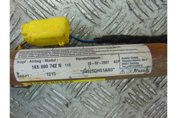 Airbag cortina delantero derecho, Volkswagen Golf V (1K1)(10.2003) Highline, 1K6880742N