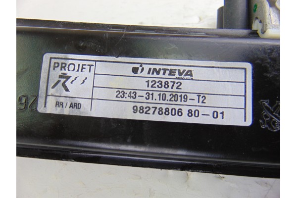 Elevalunas trasero derecho, Peugeot 508 GT Line 2018, 9827880680