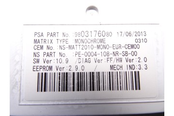 Cuadro instrumentos, Citroen DS5 Design 2014, 9806017780