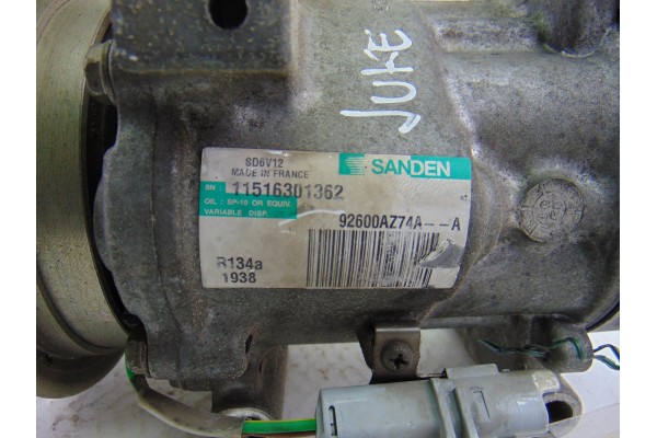 Compresor aire acondicionado, Nissan Juke (F15E) Acenta 2013, 92600AZ74A