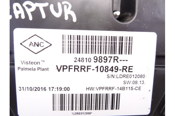 Cuadro instrumentos, Renault Captur I Adventure 2016, 248109897R