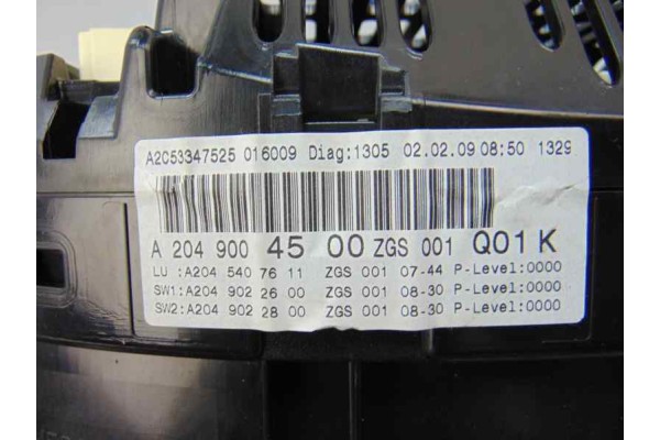 Cuadro instrumentos, Mercedes-benz Clase C (Bm 204) Berlina C 220 CDI (204.008) 2009, A2049004500 usado 5