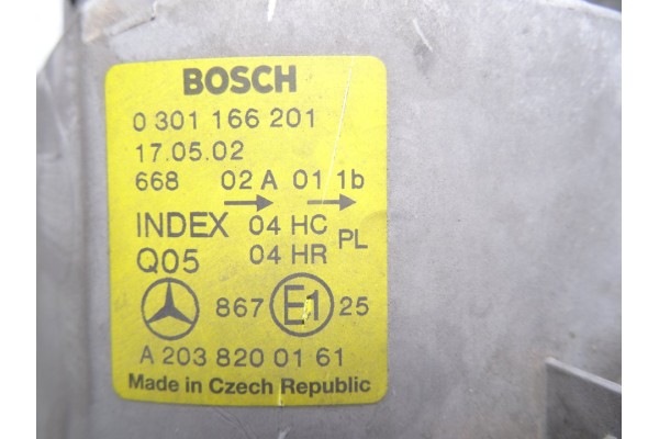 Faro izquierdo, Mercedes-benz Clase C (Bm 203) Berlina 220 CDI (203.006) 2002, A2038200161 usado 5