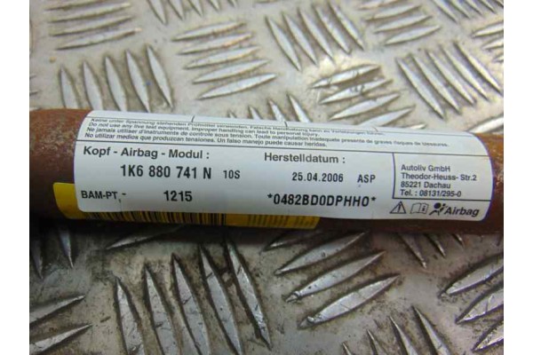 Airbag cortina delantero izquierdo, Volkswagen Golf V (1K1)(10.2003) Highline 2006, 1K6880741N