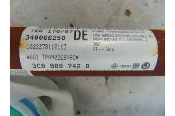 Airbag cortina delantero derecho, Volkswagen Passat Berlina (3C2) Highline 2008, 3C0880742D