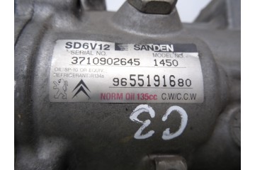 9655191680  COMPRESOR AIRE ACONDICIONADO CITROEN C3 1.1 Collection 2006 9655191680 210094 CITROEN - 1