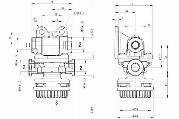 RELEASE VALVE M16X1 5MM M16X1 5MM 12BAR WITH NOISE DAMPER VALVE Product weight with unit packaging 0 1 kg