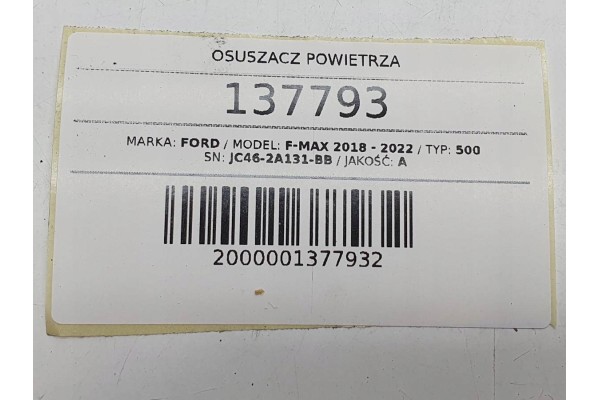 DEHUMIDIFIER VALVE FORD F MAX 500 JC46 2A131 BB Version European