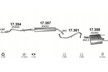 Silencers set pipe Opel Insignia capacity 1 6 1 8 covers Catalog number of the part 17 357 17 358 17 361