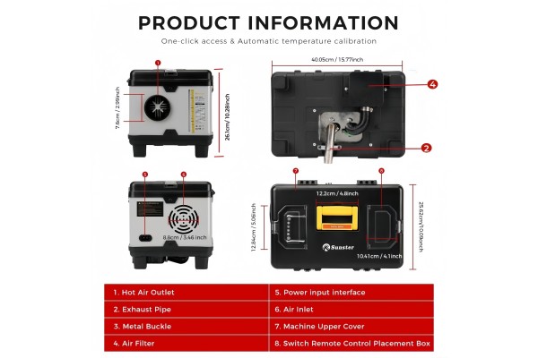 PARKING HEATER 8KW 12 24V WIFI BT 230V WITH WIRELESS SENSOR Car type 4x4 SUV buses undefined trucks cargo vans RVs passenger car