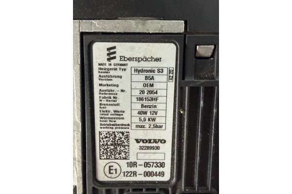 VOLVO XC40 1.5 HYBRID GASOLINE COMPLETE WEBASTO PARKING HEATER