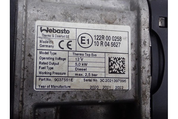 WEBASTO PARKING HEATER 2N0819008B MAN TGE VW CRAFTER II 7C 2 0TDI 20R Quality of parts according to GVO O original with manufact