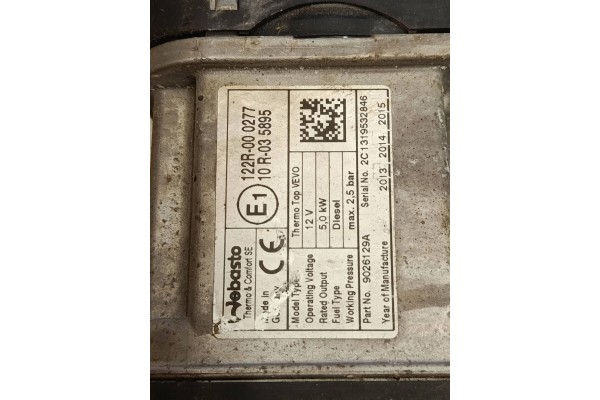 2013 Volkswagen PASSAT B7 Parking heater Webasto 3AA815005D Catalog number of the original 9026114A