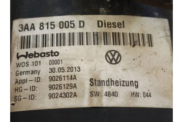 2013 Volkswagen PASSAT B7 Parking heater Webasto 3AA815005D Quality of parts according to GVO O original with manufacturer s log