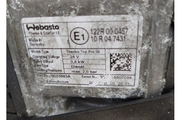 WEBASTO DAF XF 106 LIFT Quality of parts according to GVO O original with manufacturer s logo OE