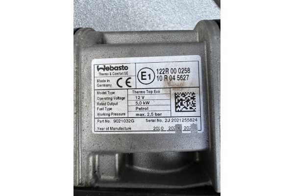 Parking heater Webasto Citroen Jumpy 122R000258 Catalog number of substitutes 10R045627 2JJ2021255824