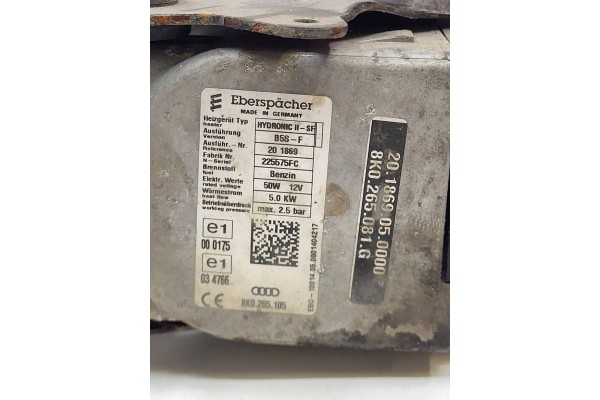 Calefactor de estacionamiento Audi A4 S4 B8 8K 2010 (Webasto) 8K026508