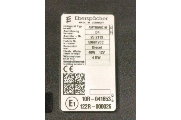 PARKING HEATER WEBASTO RENAULT MASTER III 10R041653 Quality of parts according to GVO O original with manufacturer s logo OE