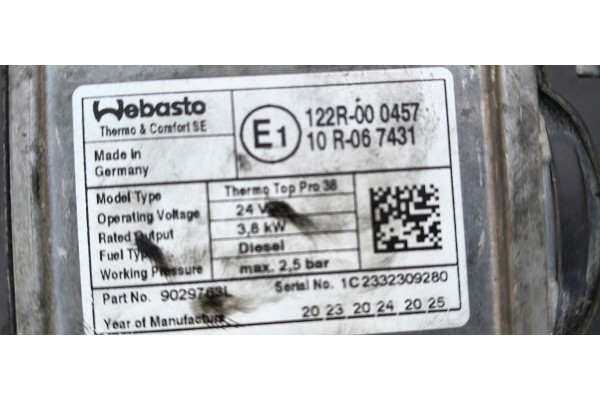 SCANIA R S WEBASTO THERMO TOP PRO 38 3 8KW 9029763L Quality of parts according to GVO O original with manufacturer s logo OE