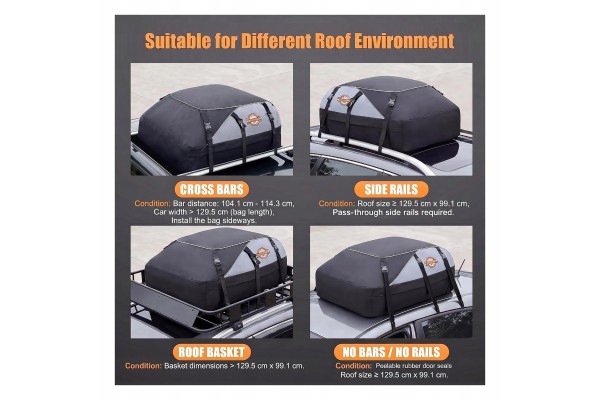 Roof rack 566 liters foldable waterproof 1000D Customs tariff code 39263000