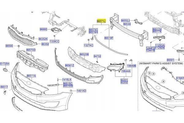 Front bumper reinforcement Kia Ceed 2012