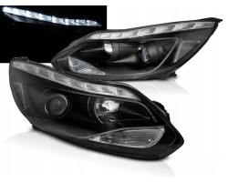 FRONT LAMP FORD FOCUS 3 III MK3 11 14 LED BLACK MOTORS REG FREEBIE
