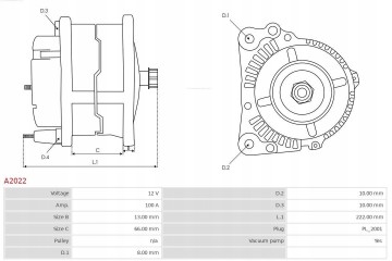 ALTERNATOR AS PL A2022 Product weight with unit packaging 7 kg