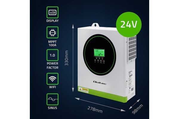 Qoltec Off Grid 3500W MPPT Solar Inverter with 24V Wi Fi Option Catalog number of the part 53864