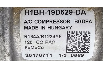 NEW ORG COMPRESSOR AIR CONDITIONING COMPRESSOR ECOSPORT FIESTA MK8 TRANSIT 1 0 Catalog number of the part H1BH 19D629 DA FORD OE