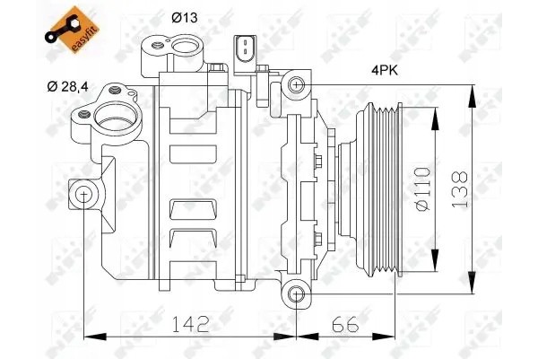 COMPRESSOR AIR CONDITIONING COMPRESSOR 32106 NRF AUDI Product weight with unit packaging 8 kg