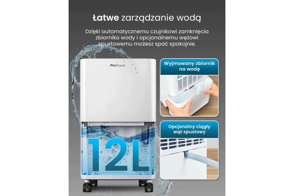 DEHUMIDIFIER 12 LITERS PER DAY TANK 2 L HUMIDITY 3 MODES Part manufacturer Pro